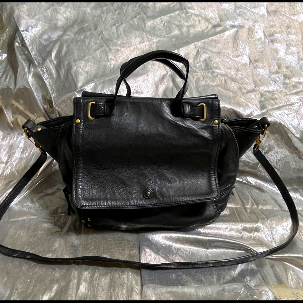 Jerome Dreyfuss Johan Bag Purse Handbag Crossbody Leather Black Brass